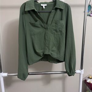 Green Button-Up Blouse
